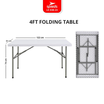 SPEEDS Folding Table 122x61x74cm Plastic Folding Table Indoor Outdoor Exhibition Multipurpose Large Dining Table 038-24