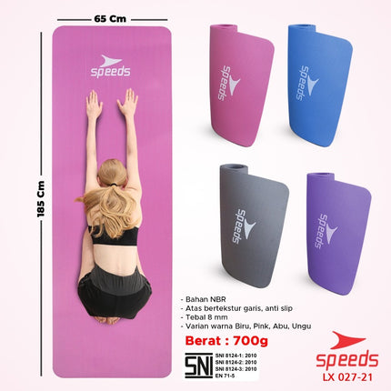SPEEDS Yoga Mat Exercise Floor Gymnastics Meditation Gym Fitness Floor Mat SNI 027-21 Standard