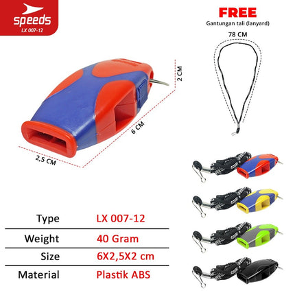 SPEEDS Peluit Wasit Pluit Treble Whistle Olahraga Periwitan Sport Trainer 120db + Lanyard Tali 007-12