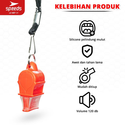 SPEEDS Peluit Wasit Pluit Treble Whistle 120db Olahraga Periwitan Sport Outdoor + Lanyard 007-11