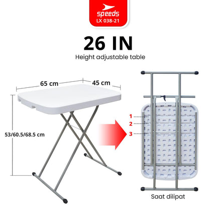 SPEEDS Plastic Folding Table 76x50x71cm Indoor Outdoor Picnic Versatile Large Ironing Table 038-22
