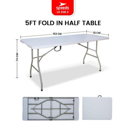 SPEEDS Meja Lipat Plastik Folding Table Indoor Outdoor Piknik Pameran Serbaguna Besar Meja Makan 038-2